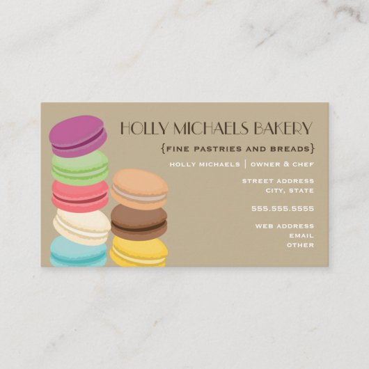 ベーカリー名素晴らし刺- 8フランスのマカロン 名刺 (正面)