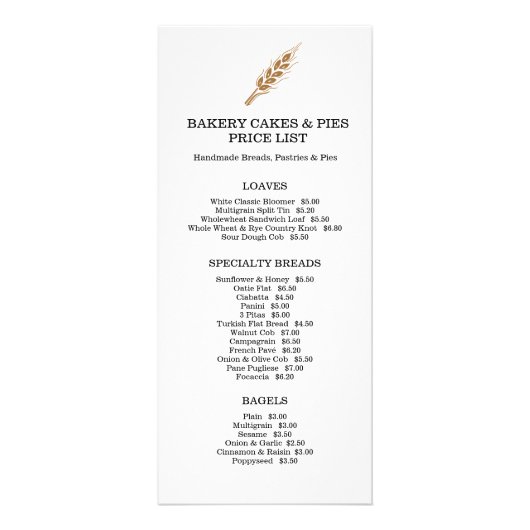 ベーカリー商品価格表ラックカード ラックカード (正面)