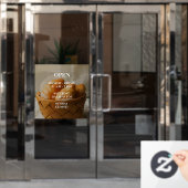 ベーカリー営業時間ウィンドウの固定 ウィンドウサイン (オフィスドア)