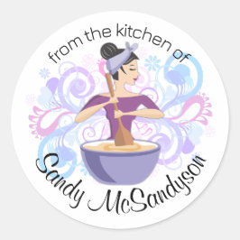 ベーカリー女性ベーキングミキシングボウルラベルシール ラウンドシール