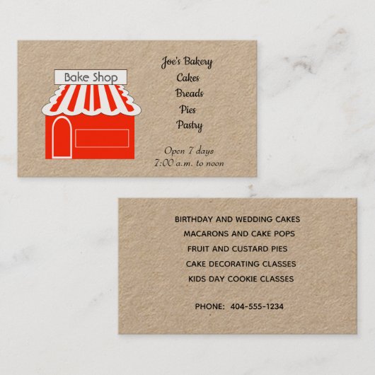 ベーカリー店 名刺 (正面/裏面)