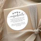 ベーカリー成分ラベルシンプルかわいいテールスクリプト ラウンドシール