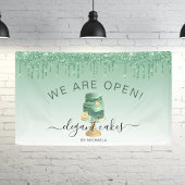 ベーカリー我々はオープングリッタードリップグリーンケーキバナー 横断幕