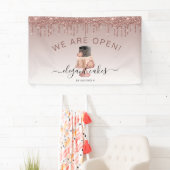 ベーカリー我々オープングリッタードリップバラ金ゴールドケーキ 横断幕 (インサイチュ)