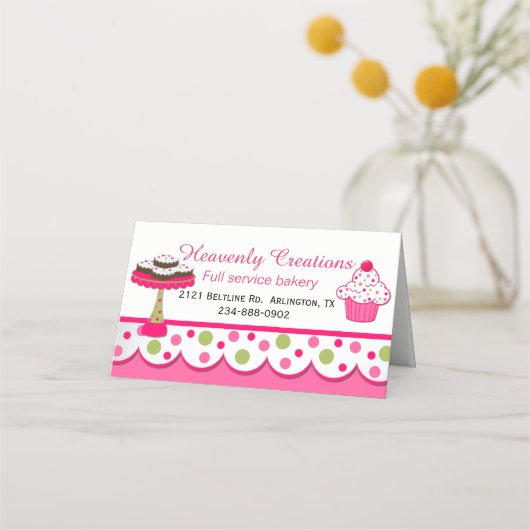 ベーカリー折りかわいらし畳みビジネス/ロイヤリティカード プレイスカード (正面)