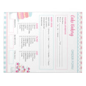 ベーカリー注文型枠ケーキとカップケーキメモ帳 ノートパッド (正面)