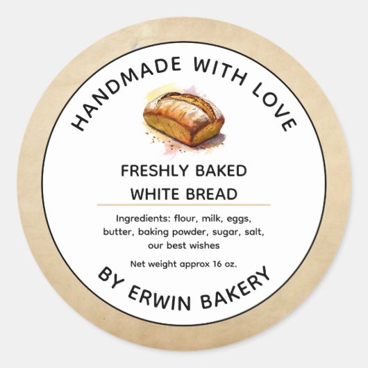 ベーカリー焼いたグッズのラベル ラウンドシール (正面)