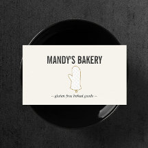 ベーカリー用のアイボリー上のOven Mittロゴ金ゴールド