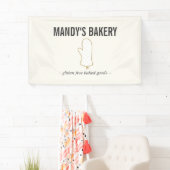 ベーカリー用のアイボリー上のOven Mittロゴ金ゴールド 横断幕 (インサイチュ)