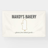 ベーカリー用のアイボリー上のOven Mittロゴ金ゴールド 横断幕 (横)