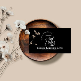 ベーカリー用ブラックモダンミニマルデザイン 名刺