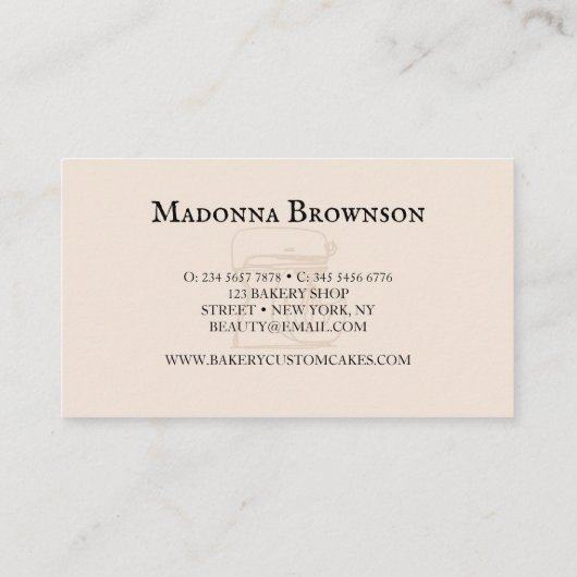 ベーカリー用ベージュモダンミニマルデザイン 名刺 (裏面)