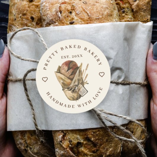 ベーカリー素朴ウォーター色パン ラウンドシール