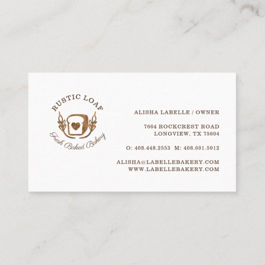 ベーカリー素朴ビジネス木目パン 名刺 (裏面)