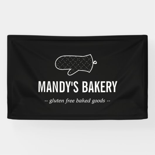ベーカリー素朴用オーブンミットロゴ黒 横断幕 (横)
