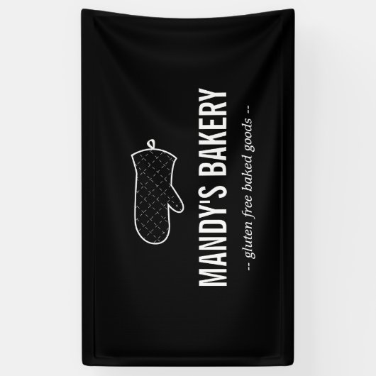 ベーカリー素朴用オーブンミットロゴ黒 横断幕 (縦)