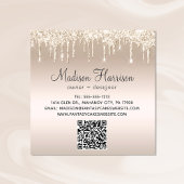 ベーカリー結婚のケーキ金ゴールドグリッターQRコード スクエア名刺