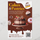 ベーカリー結婚の誕生日&アニバーサリーケーキペストリー チラシ (正面)