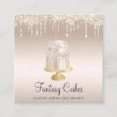 ベーカリー結婚ズケーキ金ゴールドグリッタードリップ スクエア名刺 (正面)