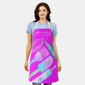 ベーカリー自家製シェフホログラムキッチンピンク エプロン (着用した状態)
