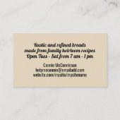 ベーカリー自家製編組パンベーキング 名刺 (裏面)