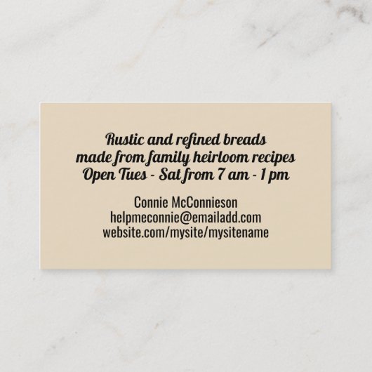 ベーカリー自家製編組パンベーキング 名刺 (裏面)