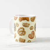 ベーカリー製品とシームレスな模様 コーヒーマグカップ (正面左)