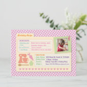 ベーカリー誕生日ベーキングフォトレシピカードパーティー 招待状 (スタンド正面)