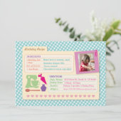 ベーカリー誕生日ベーキングフォトレシピカードパーティー 招待状 (スタンド正面)