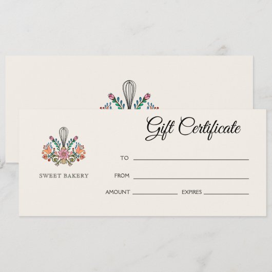 ベーカリー贈与証 (正面/裏面)