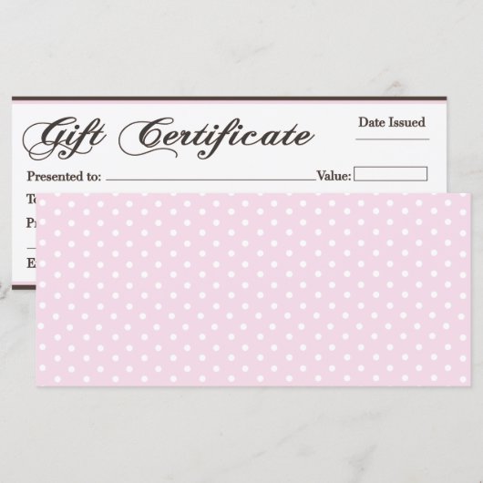 ベーカリー贈与証 (正面/裏面)