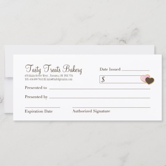 ベーカリー贈与証 (裏面)