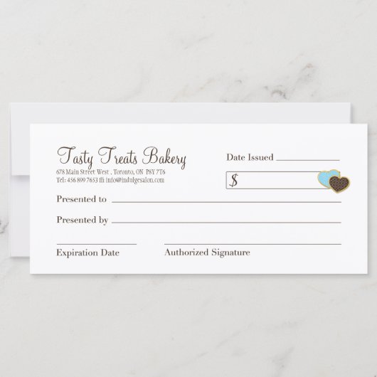 ベーカリー贈与証 (裏面)