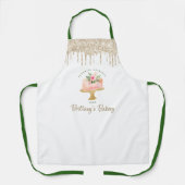ベーカリー赤面ピンクケーキ金ゴールドグリッタードリップデザート エプロン (正面)