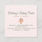 ベーカリー赤面ピンクケーキ金ゴールドグリッタードリップデザート スクエア名刺 (裏面)