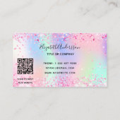 ベーカリー赤面ピンクパープルグリッターダストQRコードロゴ 名刺 (裏面)