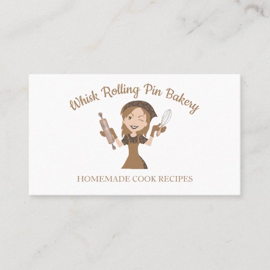 ベーカリー転がウィスクのピンブラウンのロゴ 名刺 (正面)