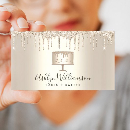 ベーカリー金ゴールドグリッタードリップケーキペストリーシェフケータリング 名刺