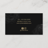 ベーカリー金ゴールドケーキロゴブラックエレガントフローラシェフ 名刺 (裏面)