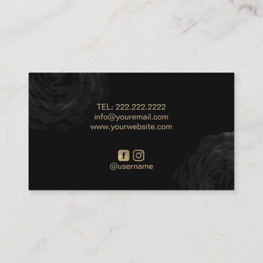 ベーカリー金ゴールドケーキロゴブラックエレガントフローラシェフ 名刺 (裏面)