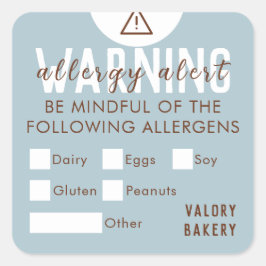 ベーカリー食品アレルギー警告セーフティパステルブルー スクエアシール