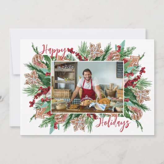 ベーカリー1写真ジンジャーブレッドありがとうホリデーカード シーズンカード (正面)