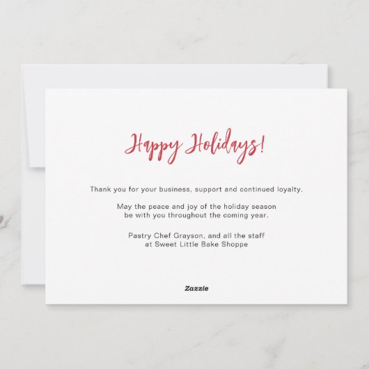 ベーカリー1写真ジンジャーブレッドありがとうホリデーカード シーズンカード (裏面)