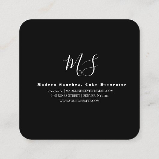 ベーカリー2層結婚ケーキ金ゴールド輝く スクエア名刺 (裏面)