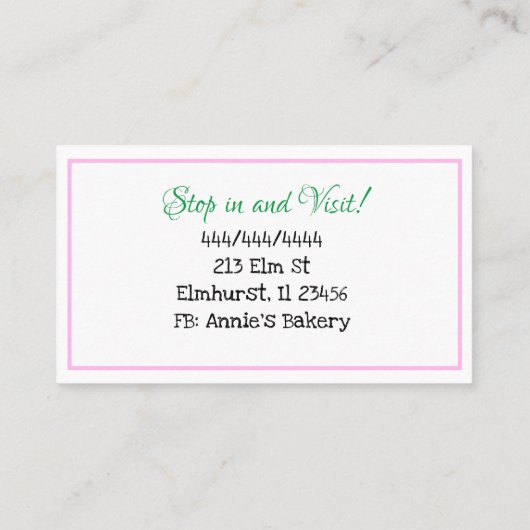 ベーカリー |アイスクリームケーキベーキング 名刺 (裏面)