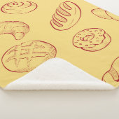 ベーカリー、クロワッサン、食品ヴィンテージのシームレスなパターン シェルパブランケット (3/4)