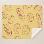 ベーカリー、クロワッサン、食品ヴィンテージのシームレスなパターン シェルパブランケット (正面(横))