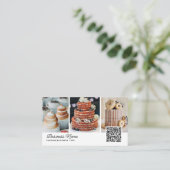 ベーカリー/シェフ/ケータリング4 – フォトQRコードスクリプモダント 名刺 (スタンド正面)