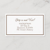 ベーカリー |チョコレートを振りかけたカップケーキ 名刺 (裏面)