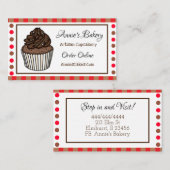 ベーカリー |チョコレートを振りかけたカップケーキ 名刺 (正面/裏面)